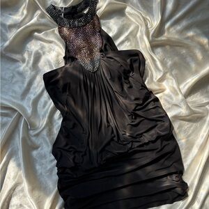 Mignon Black Party MiniDress with Sequin Accents